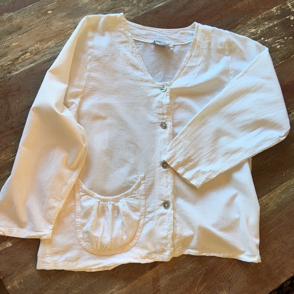 Casual cottonseed Cotton white BoHo top blouse xs